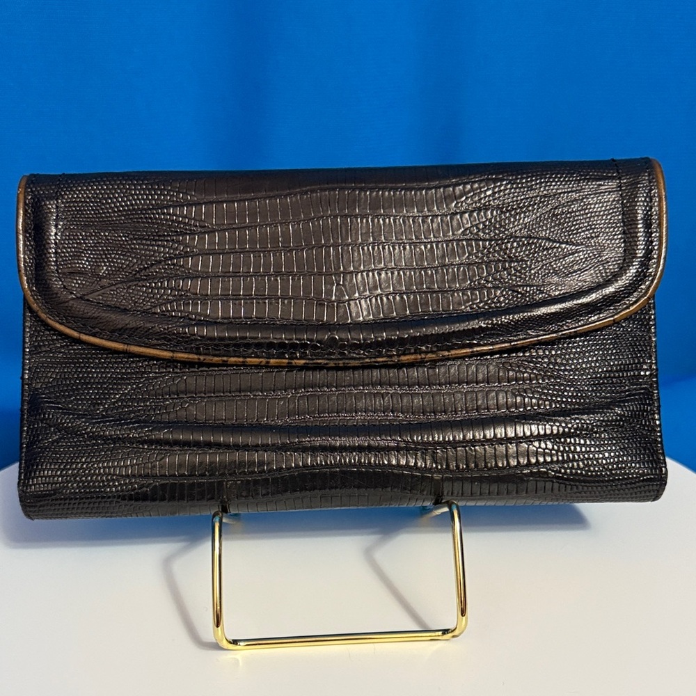 GORGEOUS VINTAGE BRAHMIN LEATHER LIZARD REPTILE ALLIGATOR EMBOSSED WALLET & PEN